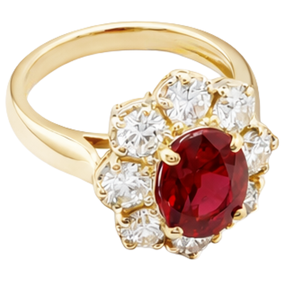 echter oval rubin 4Karat ring Draufsicht