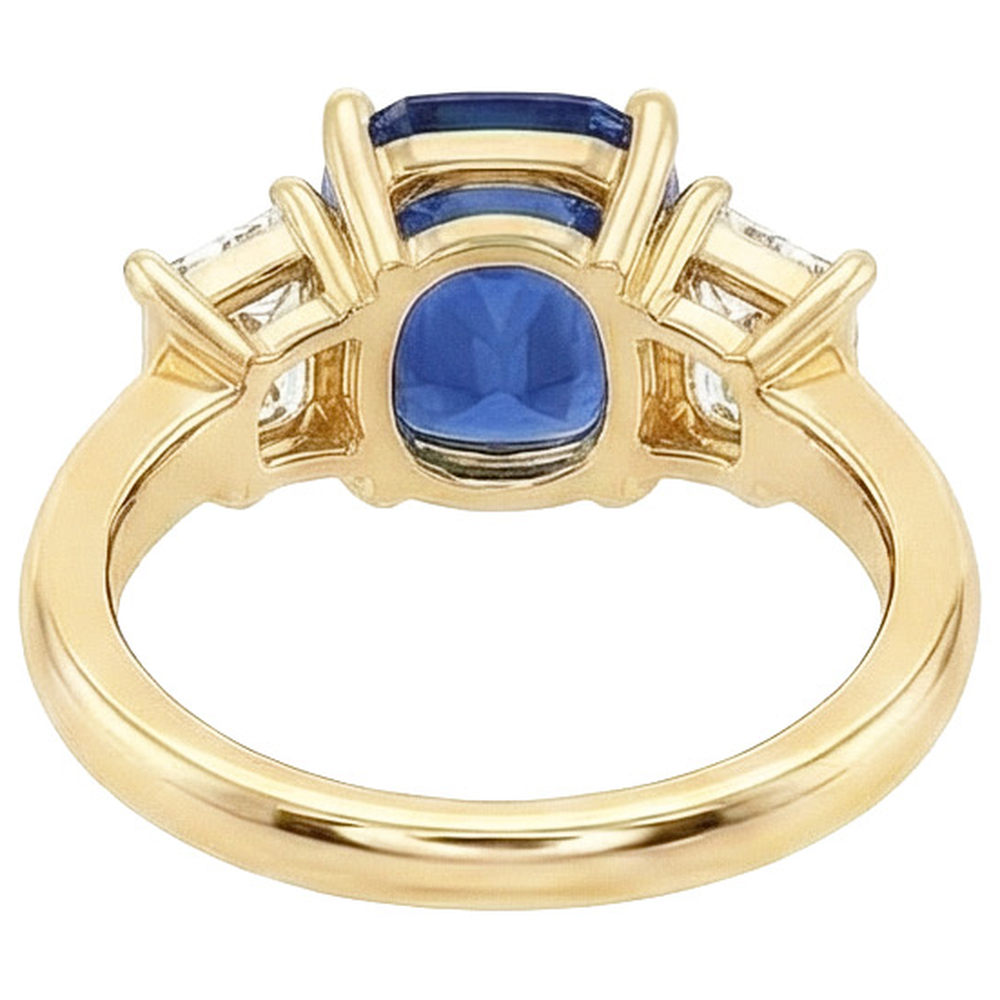 echter cushion diamant 9Karat ring Profilansicht