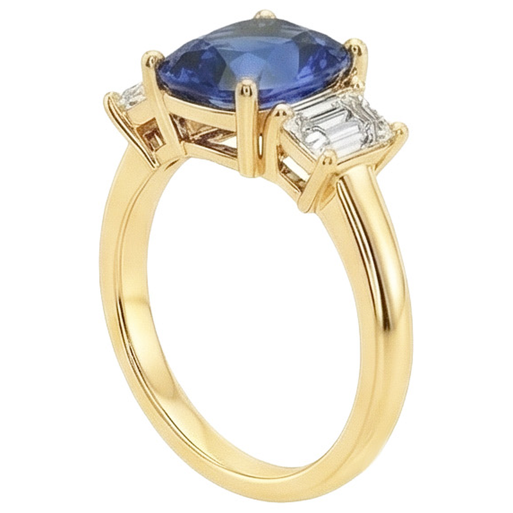 echter cushion diamant 9Karat ring Detailansicht