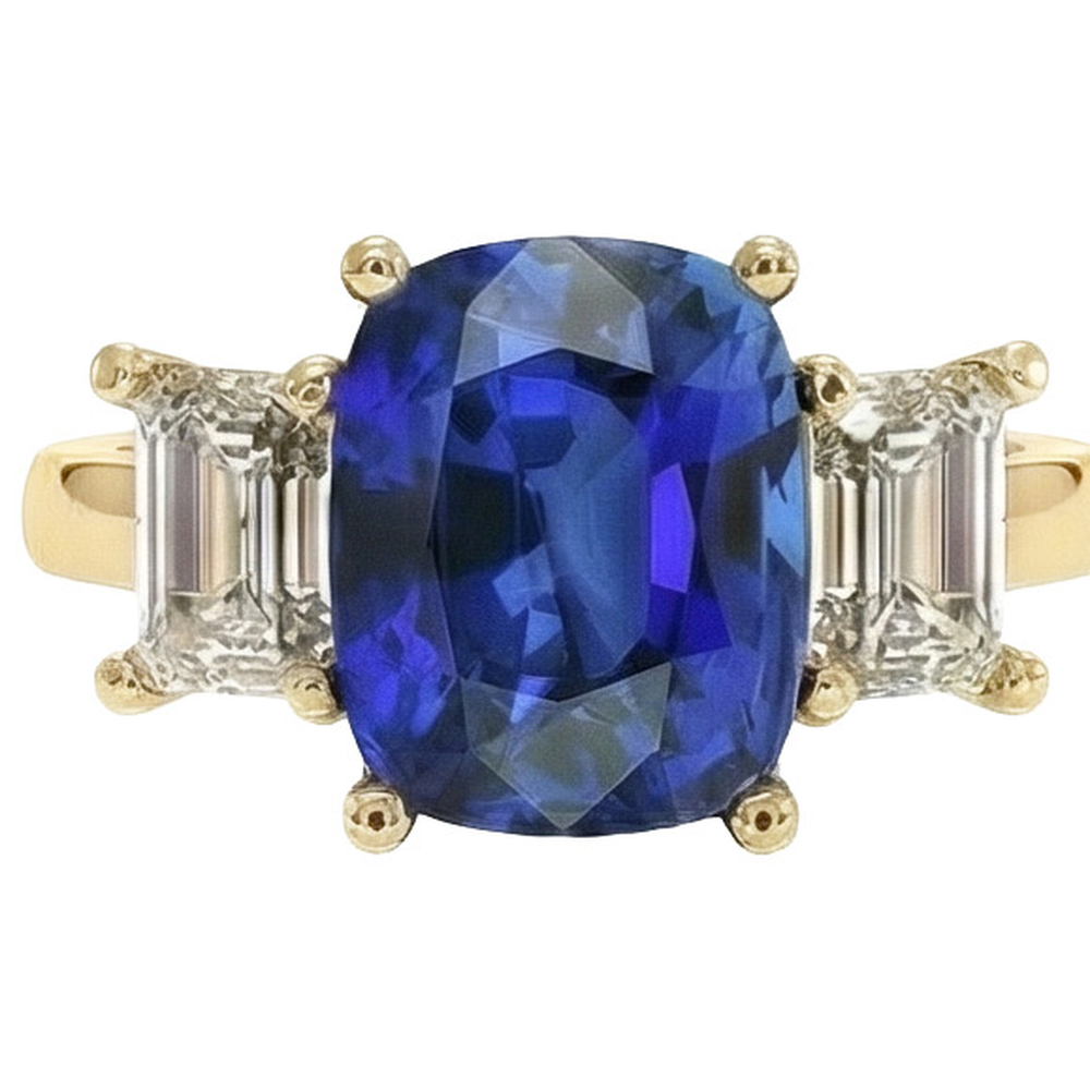 echter cushion diamant 9Karat ring Vorderansicht