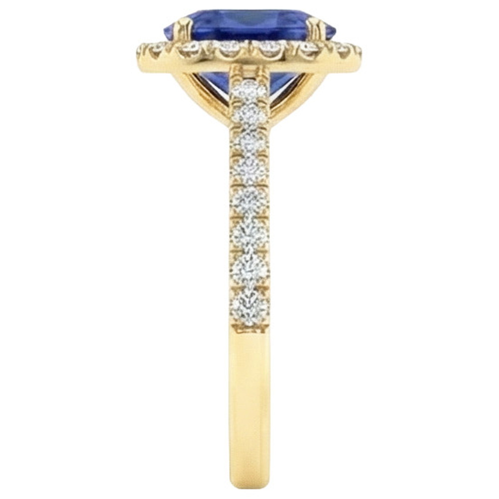 Gelbgold Ovaler Saphir Halo Diamantring 11,25 Karat 14K