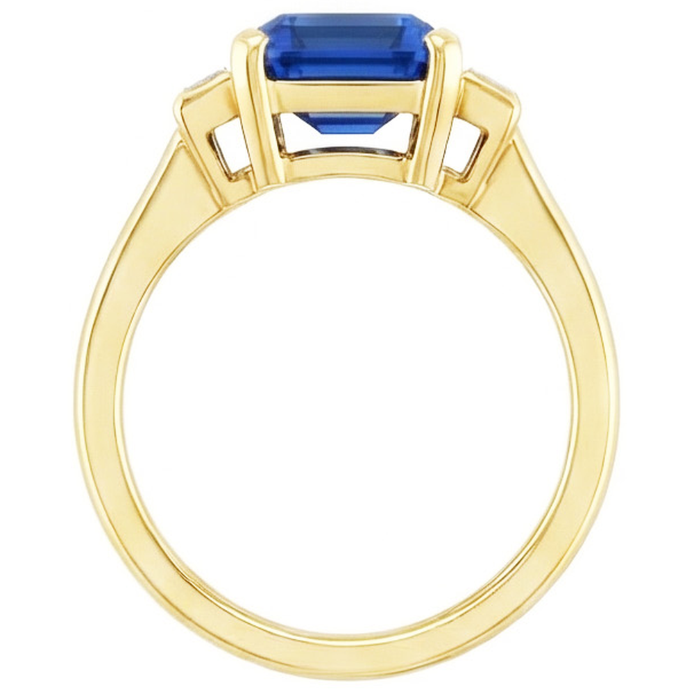 Gelbgold Smaragd Edelstein Ring Baguette Natürlicher Diamant ( nicht im Labor gezüchtet )en 5 Karat 3 Stein