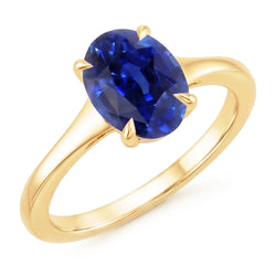 Gelbgold Solitärring Oval Sri Lanka Saphir 3 Karat