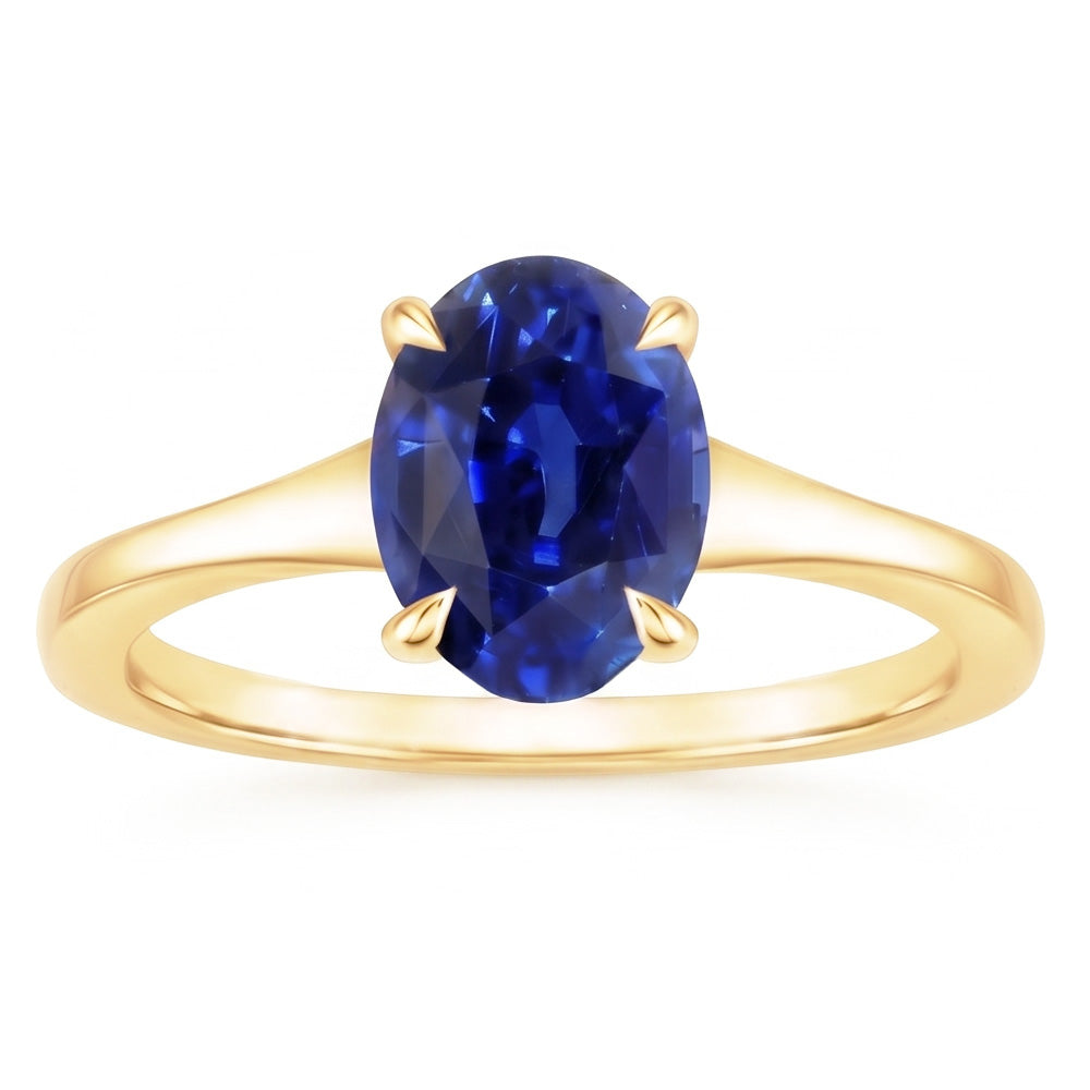 Gelbgold Solitärring Oval Sri Lanka Saphir 3 Karat
