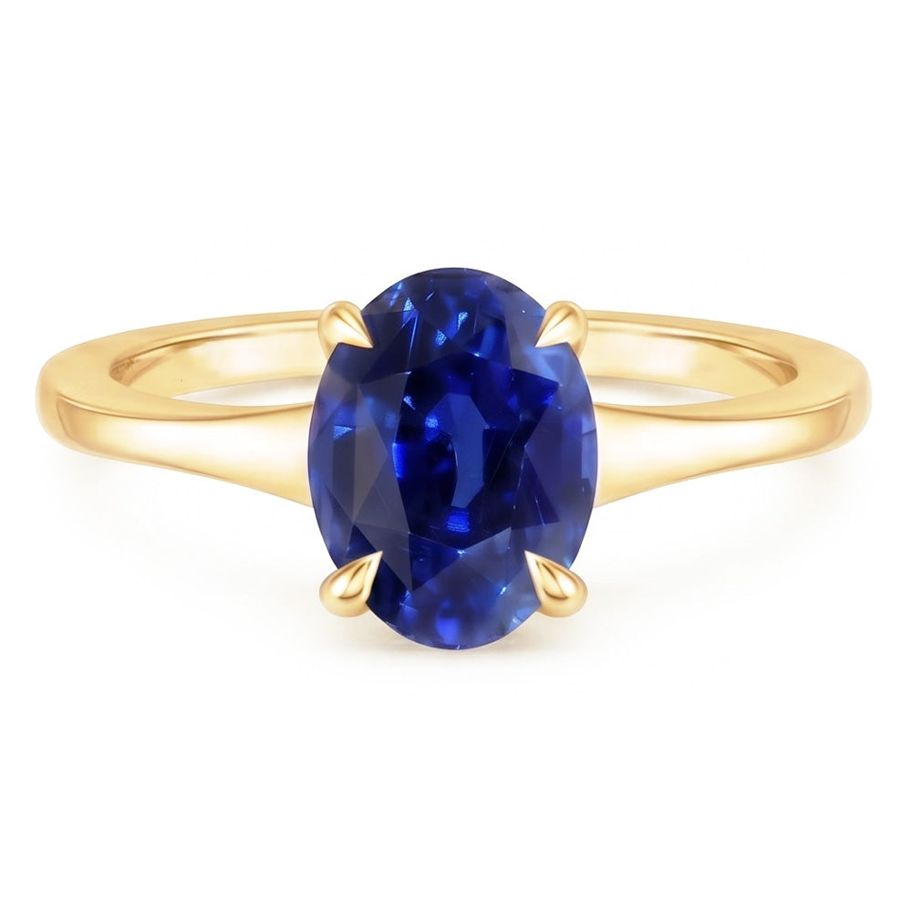 Gelbgold Solitärring Oval Sri Lanka Saphir 3 Karat