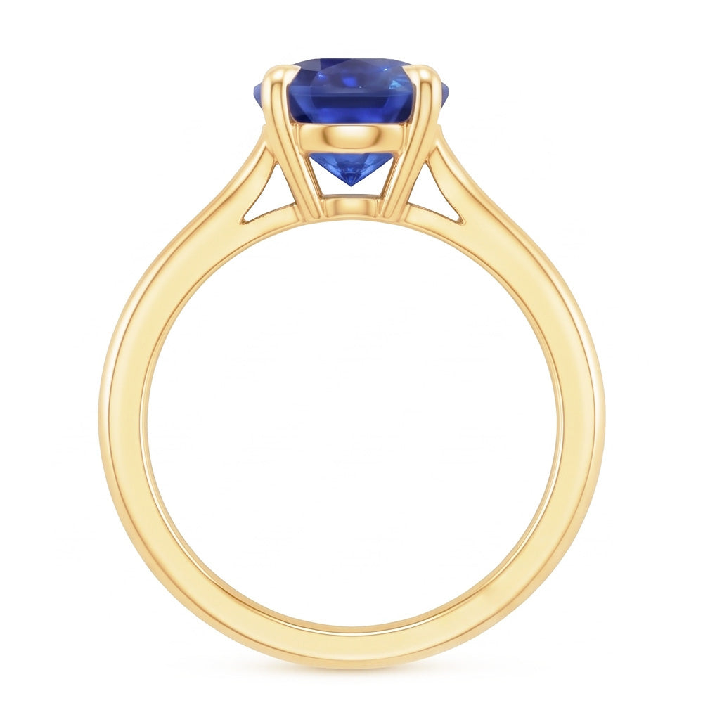 Gelbgold Solitärring Oval Sri Lanka Saphir 3 Karat