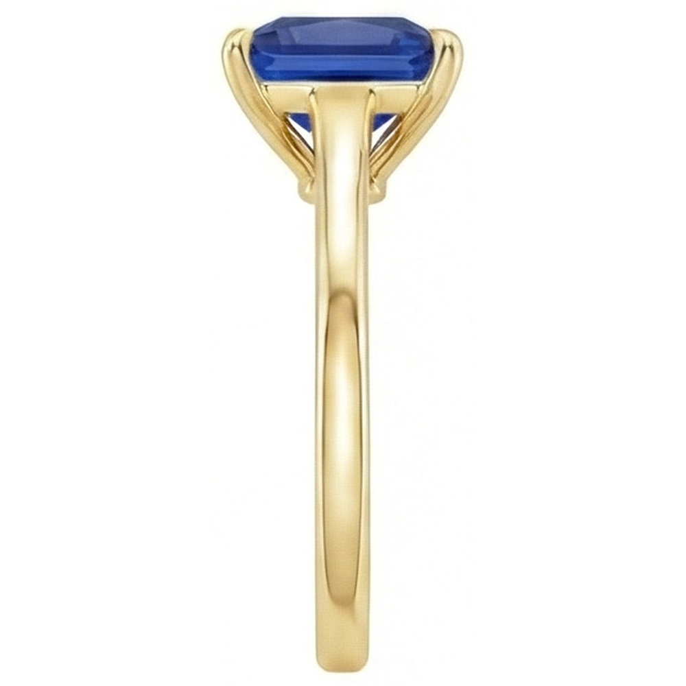 Gelbgold Solitärring Prinzessin Blauer Saphir Edelstein 5 Karat