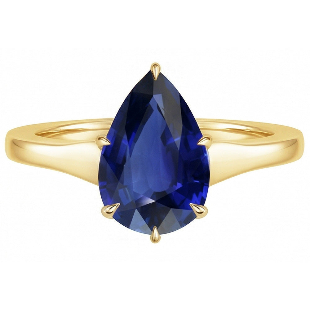 Gelbgold Solitärring Tropfenform Ceylon Saphir 2,50 Karat
