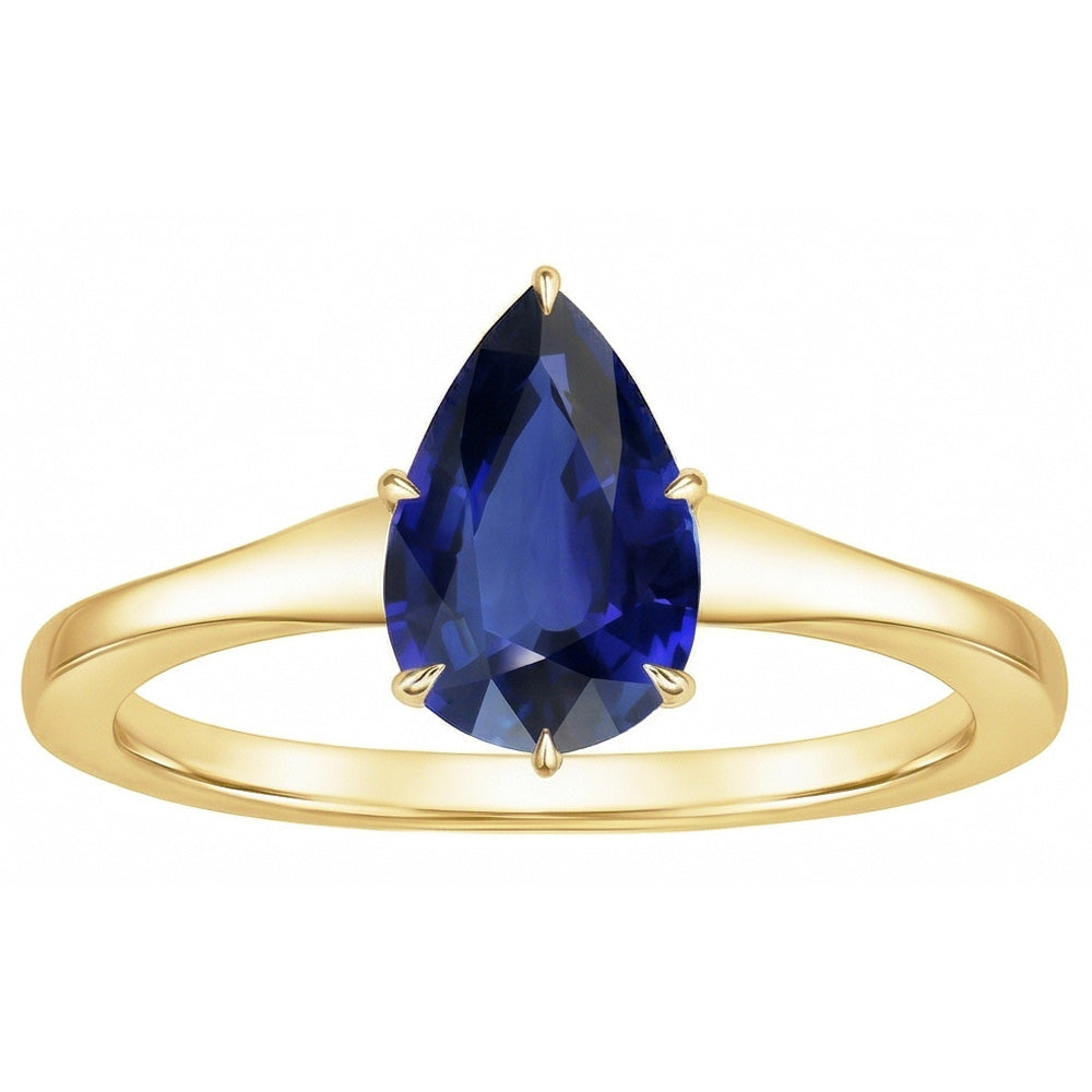 Gelbgold Solitärring Tropfenform Ceylon Saphir 2,50 Karat