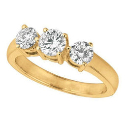 Gelbgold 1,75 Karat Echt Diamant 3 Steine Jubiläumsring Schmuck