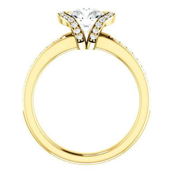 Gelbgold 1,86 Karat Runder Natürliche Diamant-Solitär Mit Akzenten Fancy Ring