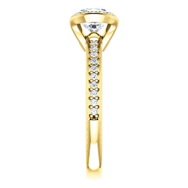Gelbgold 1,86 Karat Runder Natürliche Diamant-Solitär Mit Akzenten Fancy Ring