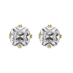 Gelbgold Solitaire Ohrstecker Echt Diamant Ohrringe Kissen Alter Bergmanns 10 Ct.
