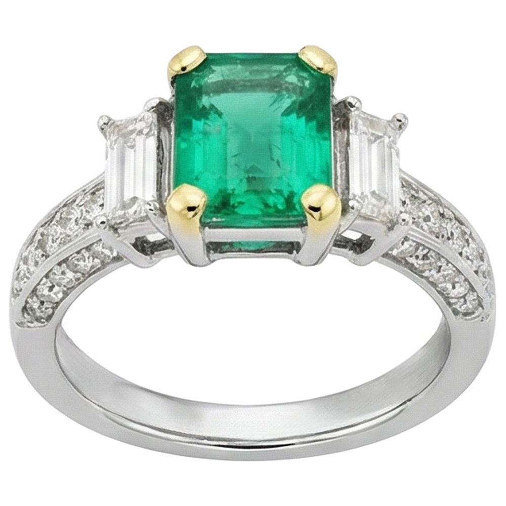 Exquisiter Edler Smaragd Edelstein-Ring 2 Karat – Frontansicht