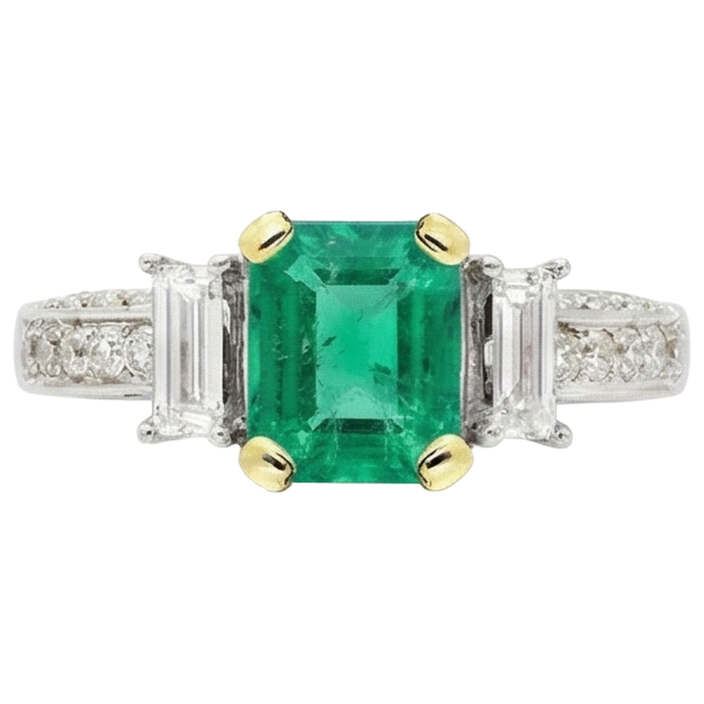 Authentischer Edler Smaragd Edelstein-Ring – Profilansicht