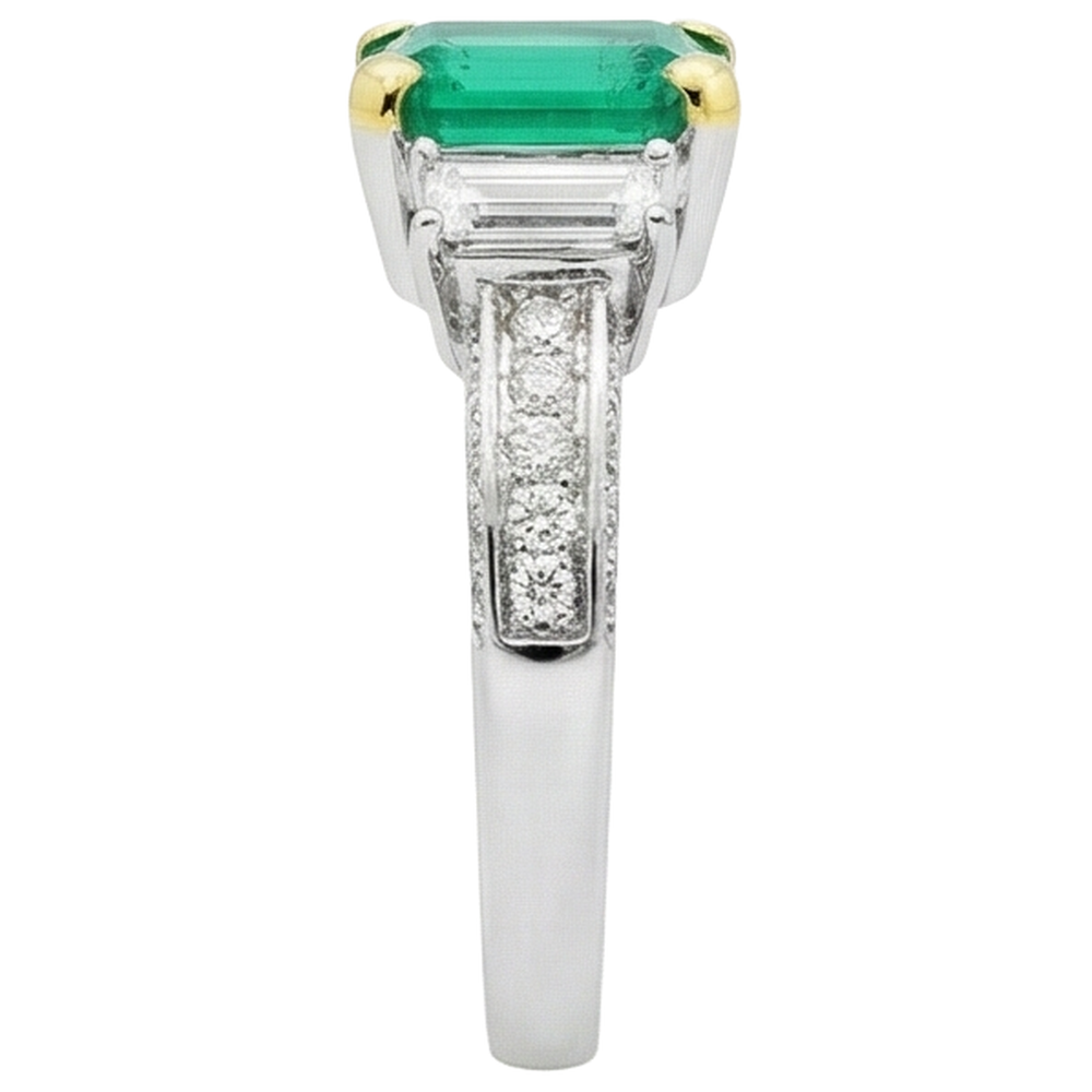Exquisiter Edler Smaragd Edelstein-Ring 2 Karat – Draufsicht