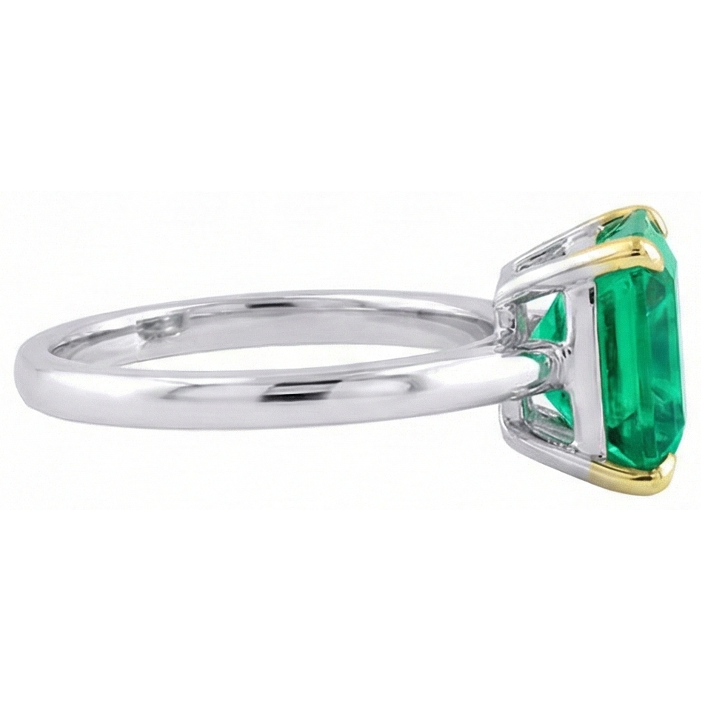 Farbstein-Ring Zweifarbiges 14K Gold mit Smaragd – Profilansicht