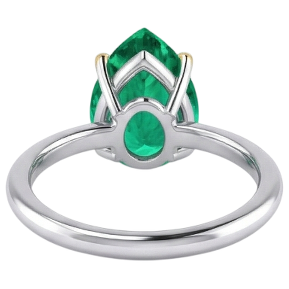 Farbstein-Ring 14 Karat Zweifarbig Gold mit Kolumbianischer Smaragd – Rückansicht