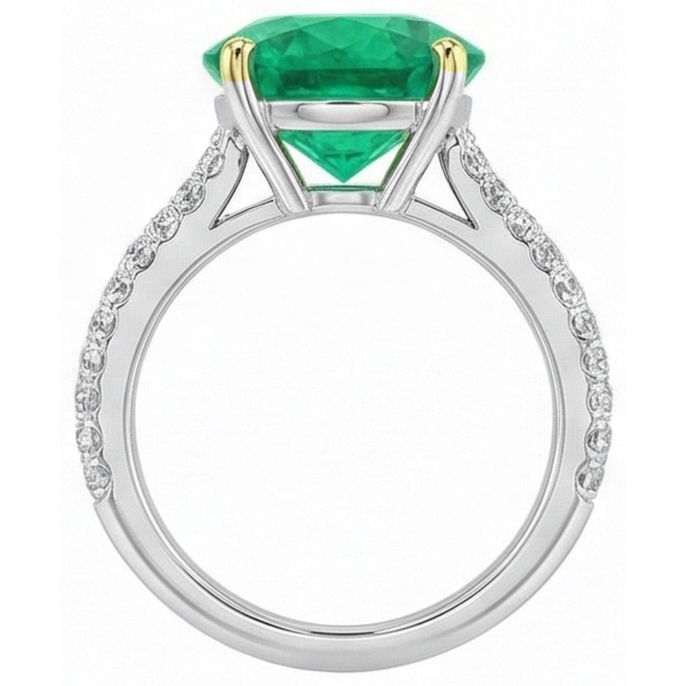 Brillanter Edler Smaragd Farbstein-Ring 4 Karat – Profilansicht