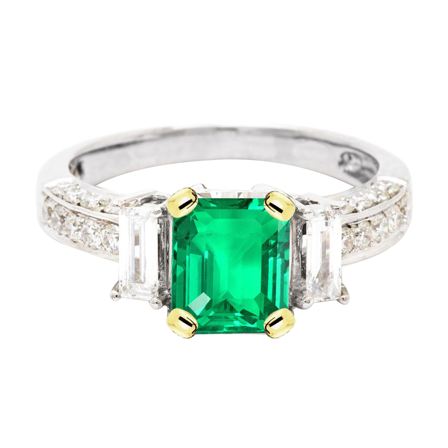 Exquisiter Edler Smaragd Edelstein-Ring 2 Karat – Hauptansicht