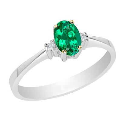 Erdgewonnener Edler Smaragd Schmuckstein-Ring 1 Karat Bicolor 14K Gold – Hauptansicht