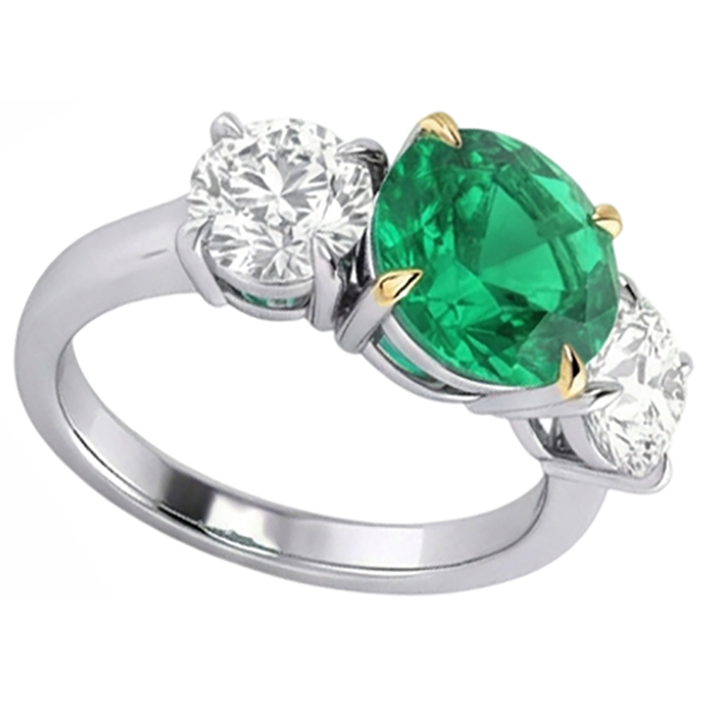 Erdgewonnener Edler Smaragd Farbstein-Ring – Draufsicht