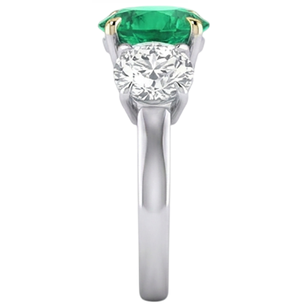 Edler Smaragd Brillantschliff Farbstein-Ring in 14 Karat Zweifarbig Gold – Rückansicht