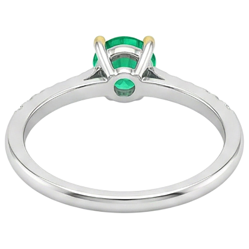 Smaragd Schmuckstein-Ring 1-Karat Bicolor 14K Gold – Rückansicht
