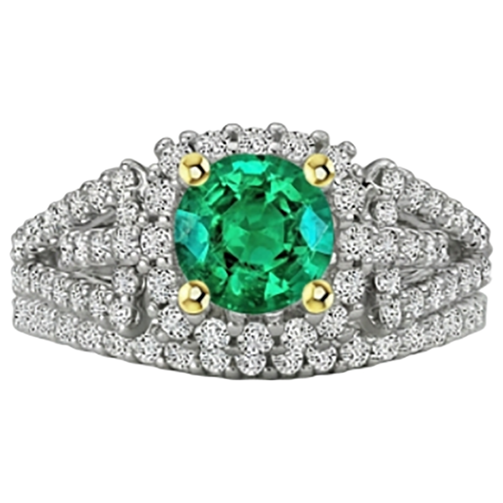 Erdgewonnener Smaragd Edelstein-Ring – Schrägansicht