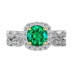 Authentischer Pavé Kolumbianischer Smaragd Farbstein-Ring 2,50