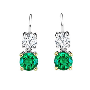 Naturreiner Edler Smaragd Gemstone Earring 1 Karat Bicolor 14K Gold – Hauptansicht