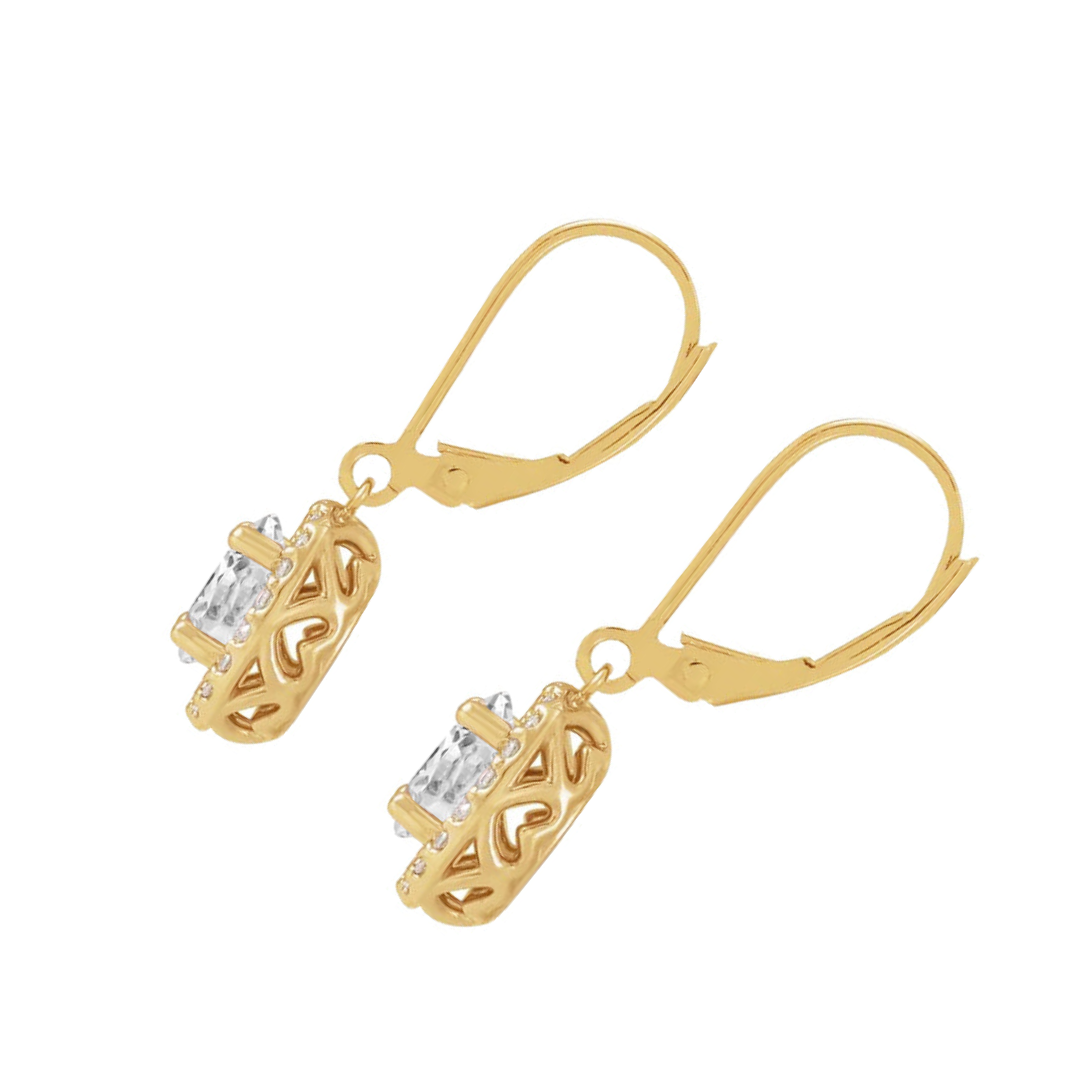 Diamant Ohrringe 4,50-Karat 14K Gelbgold – Frontansicht