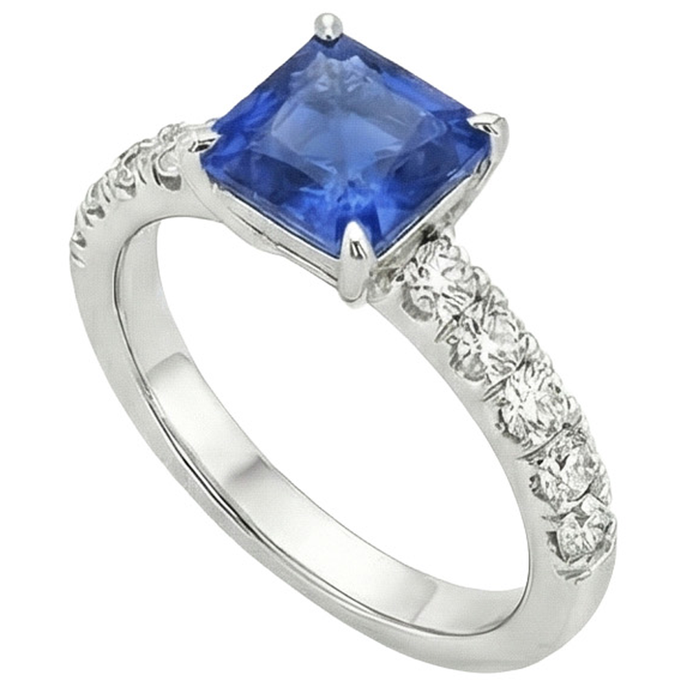 echter asscher diamant 2.75Karat ring Detailansicht