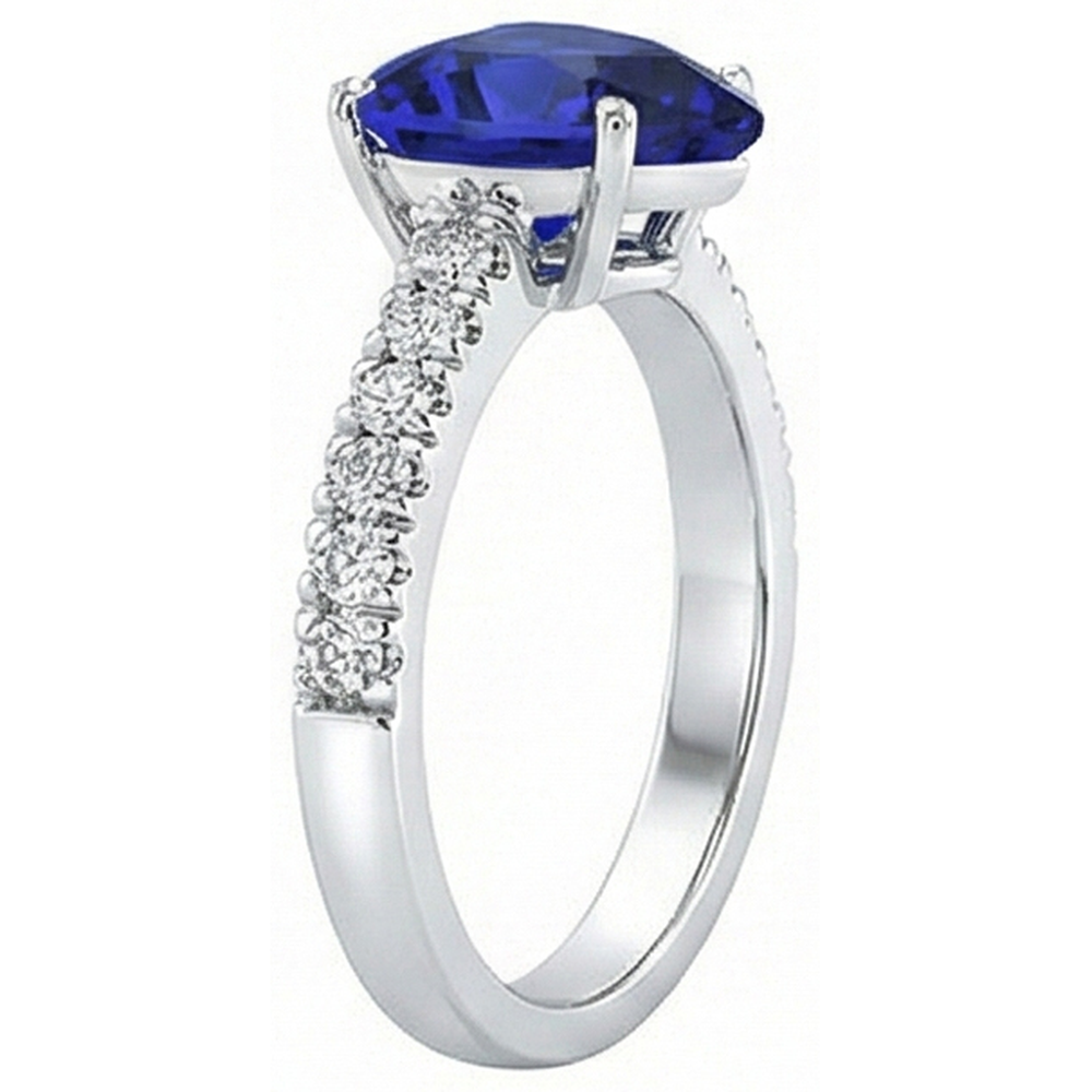 Gold Natürlicher Diamant ( nicht im Labor gezüchtet ) Ring Herzförmiger blauer Saphir Edelstein 5 Karat