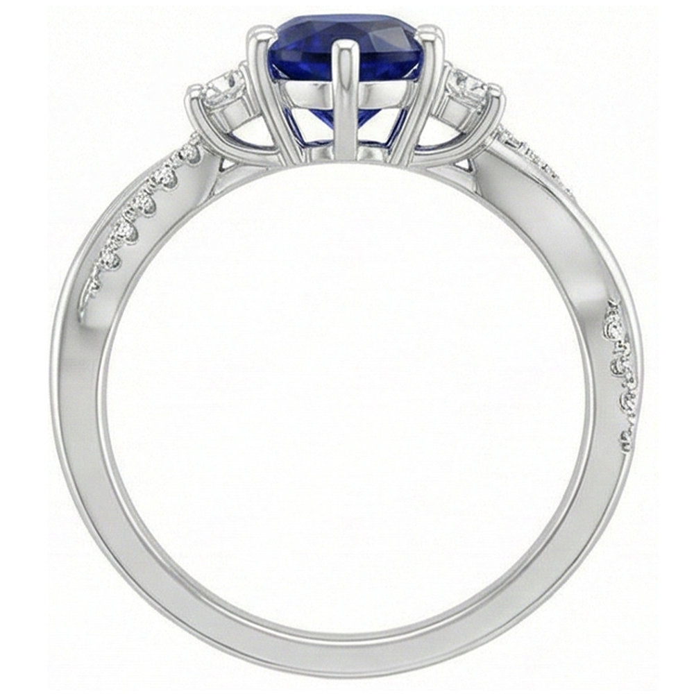 Gold Edelstein Ring Birnenblauer Saphir & Runde Diamanten 5,50 Karat