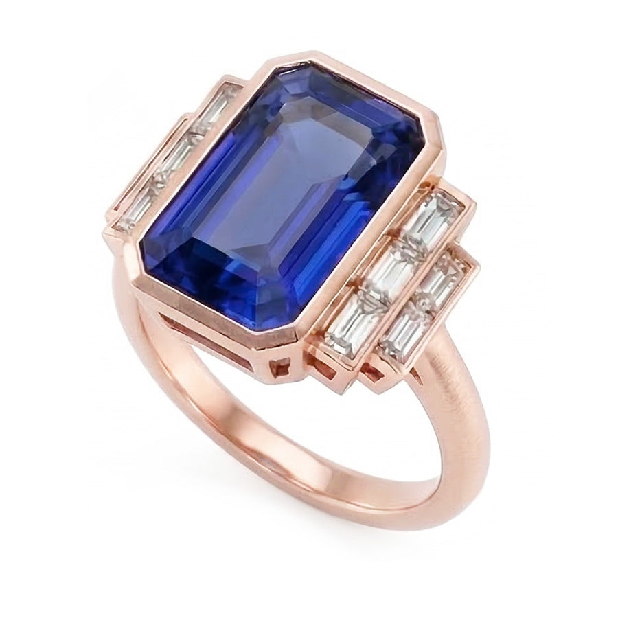 echter baguette diamant 3.50Karat ring Profilansicht