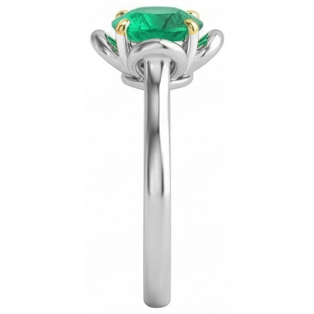 Smaragd Edelstein-Ring 2-Karat 14 Karat Zweifarbig Gold – Draufsicht