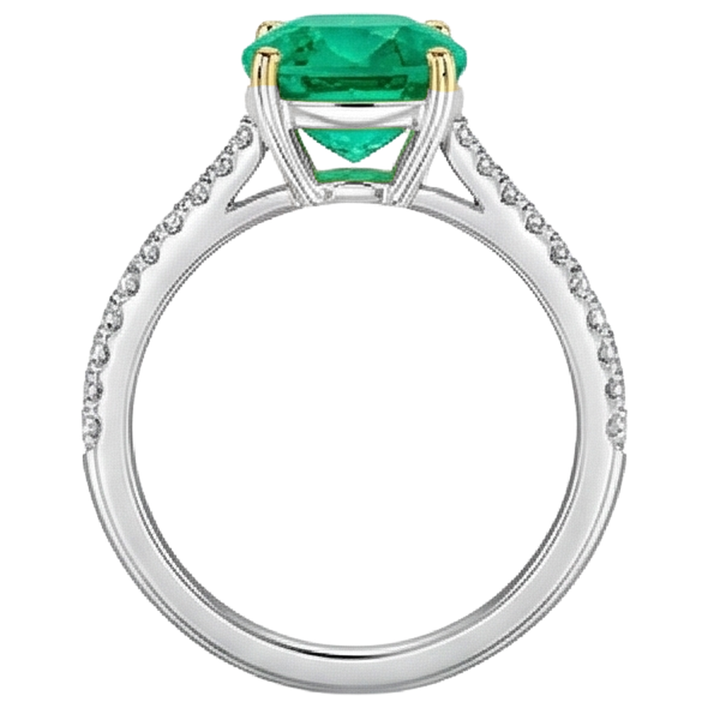 Natürlicher Kolumbianischer Smaragd Edelstein-Ring – Rückansicht