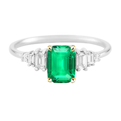Handgemachter Smaragd Farbstein-Ring 2 Karat – Bicolor 14K Gold