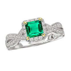 Authentischer Gedrehte Schiene Smaragd Farbstein-Ring 2,50 Karat