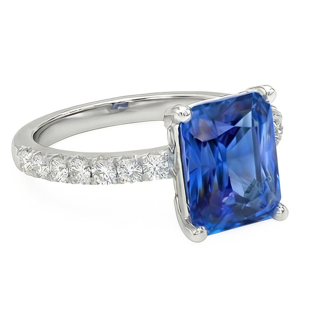 Gold Natürlicher Diamant ( nicht im Labor gezüchtet ) Ring 3 Karat Krappen Set Ceylon Saphir Edelstein Schmuck
