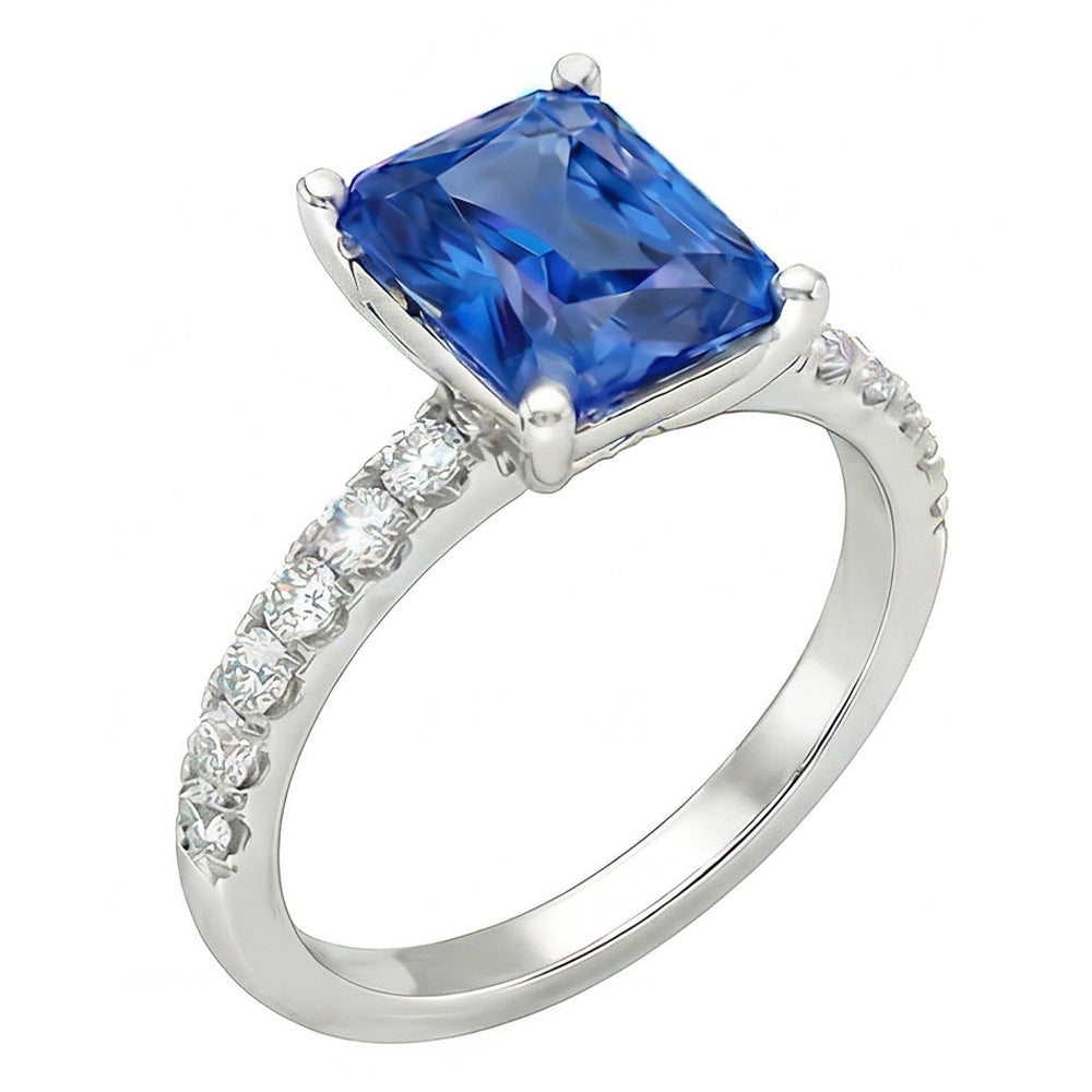 Gold Natürlicher Diamant ( nicht im Labor gezüchtet ) Ring 3 Karat Krappen Set Ceylon Saphir Edelstein Schmuck