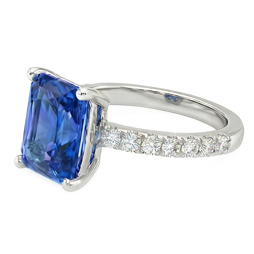 Gold Natürlicher Diamant ( nicht im Labor gezüchtet ) Ring 3 Karat Krappen Set Ceylon Saphir Edelstein Schmuck