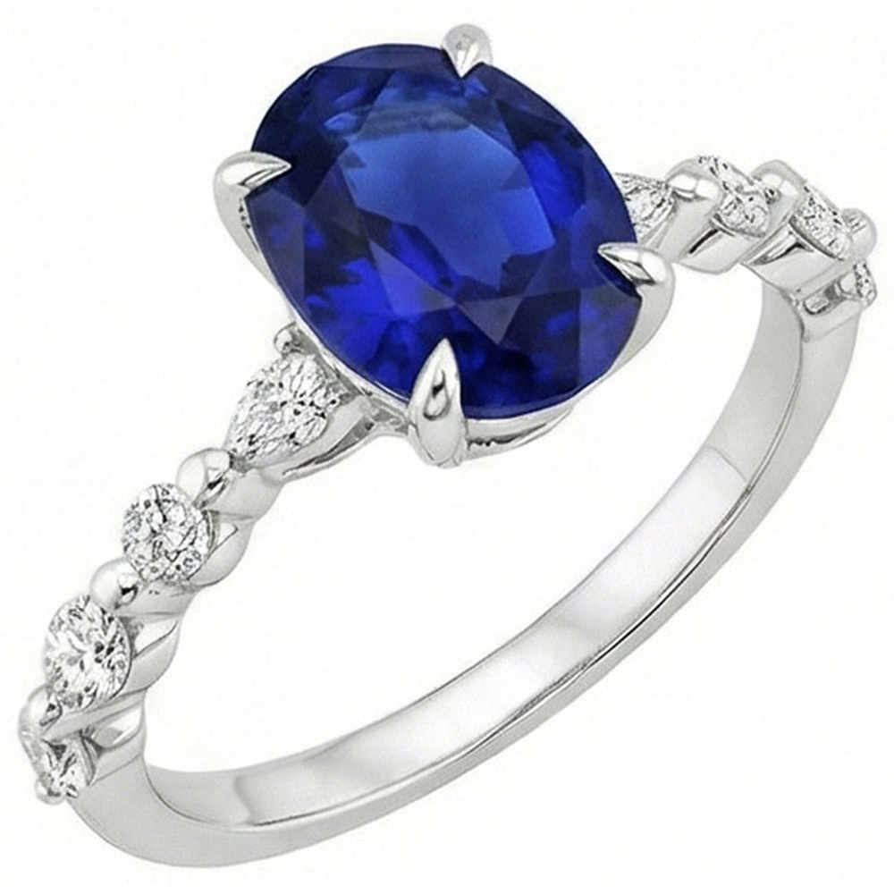 echter oval diamant 6Karat ring Draufsicht