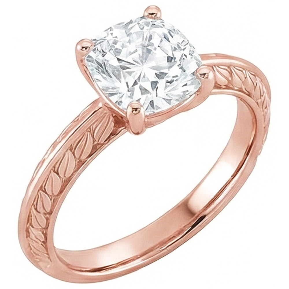 echter cushion diamant 3.75Karat ring Seitenansicht