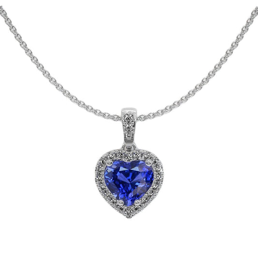 Natürlicher Royalblauer Saphir Schmuckstein-Anhänger 1,50 Karat 14K Weißgold – Hauptansicht
