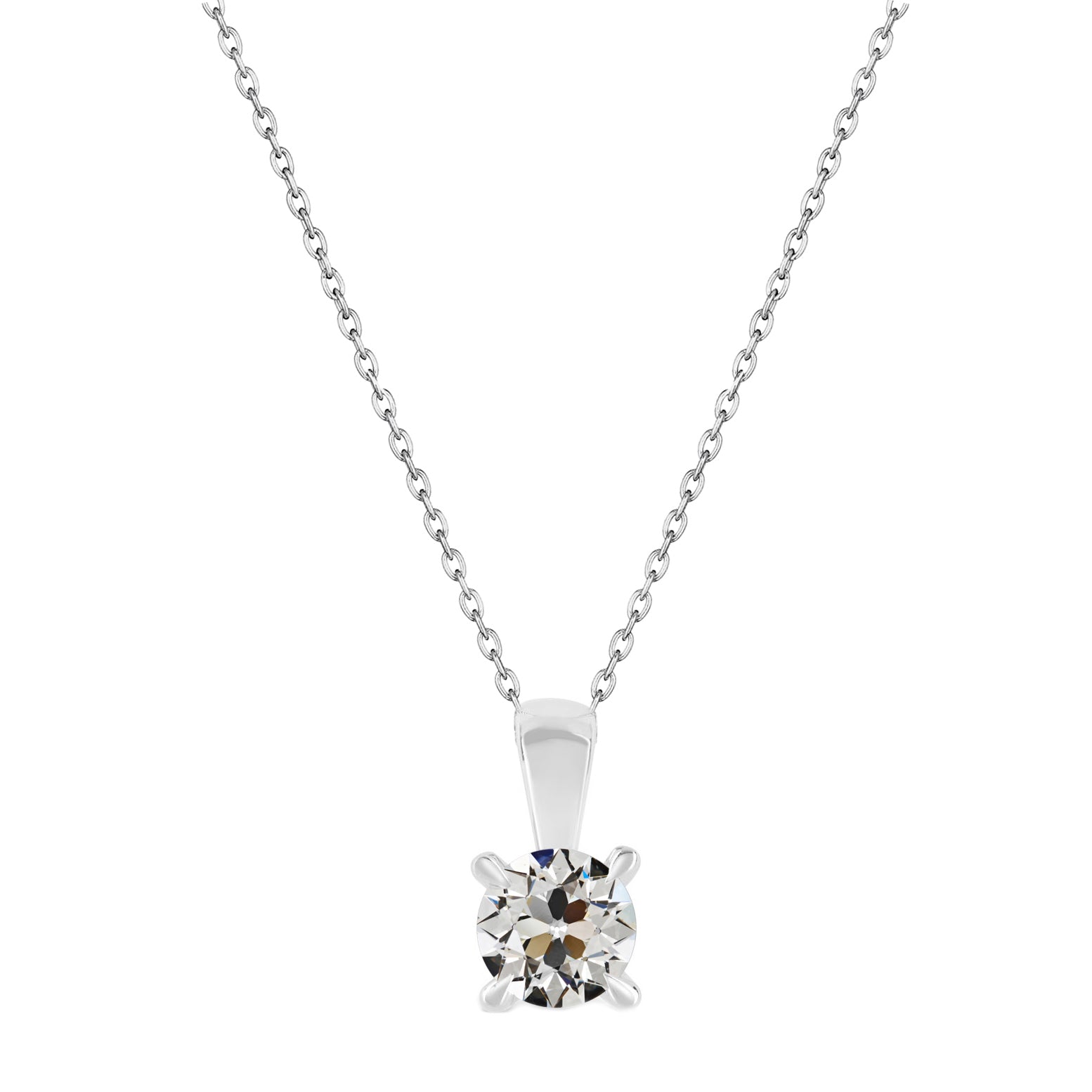 Erdgewonnener Edler Diamant Anhänger-Halskette 1 Karat 14K Weißgold – Hauptansicht