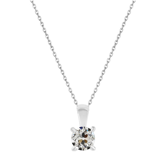 Erdgewonnener Edler Diamant Anhänger-Halskette 1 Karat 14K Weißgold – Hauptansicht