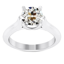 Antik-Kissen-Schliff Brillant Einzelstein-Ring in 14K Weißgold