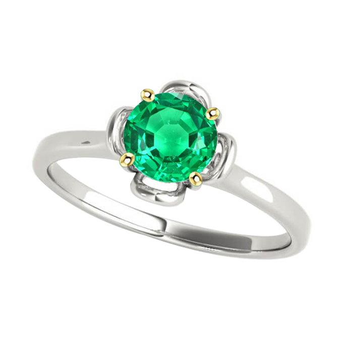 Smaragd Edelstein-Ring 2-Karat 14 Karat Zweifarbig Gold – Hauptansicht